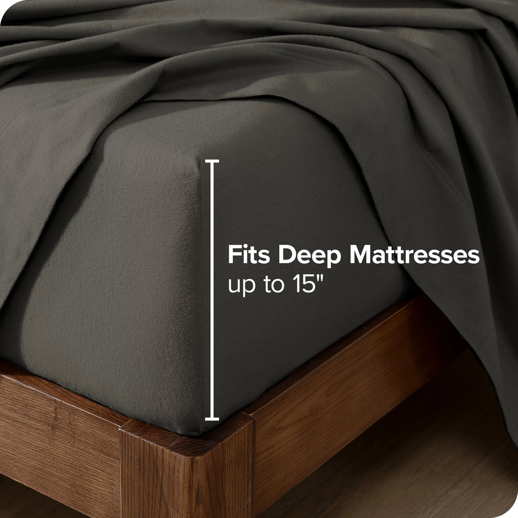 100% Cotton 4 Piece Queen Gray Flannel Sheet Set X6775
