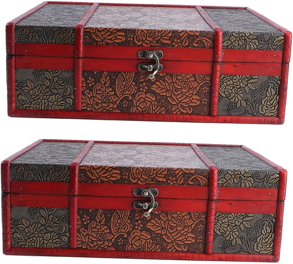2pcs Wooden Jewelry Storage Case with Lock Ring O40499
