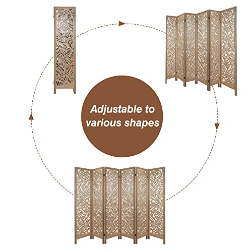 Light Brown 6 Panel Folding Wood Room Divider C2687