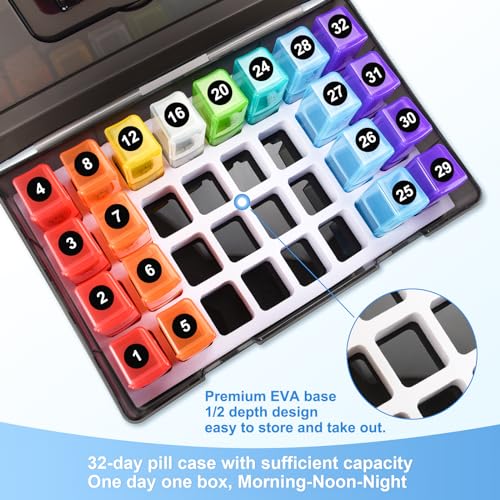 Black Monthly Pill Organizer 2 Times a Day 30 Day with Travel Case O996