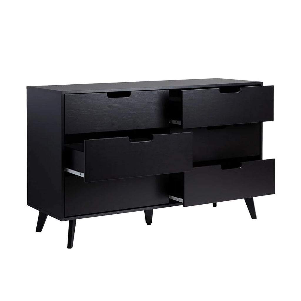 Black 6 Drawer Wood Dresser S24986