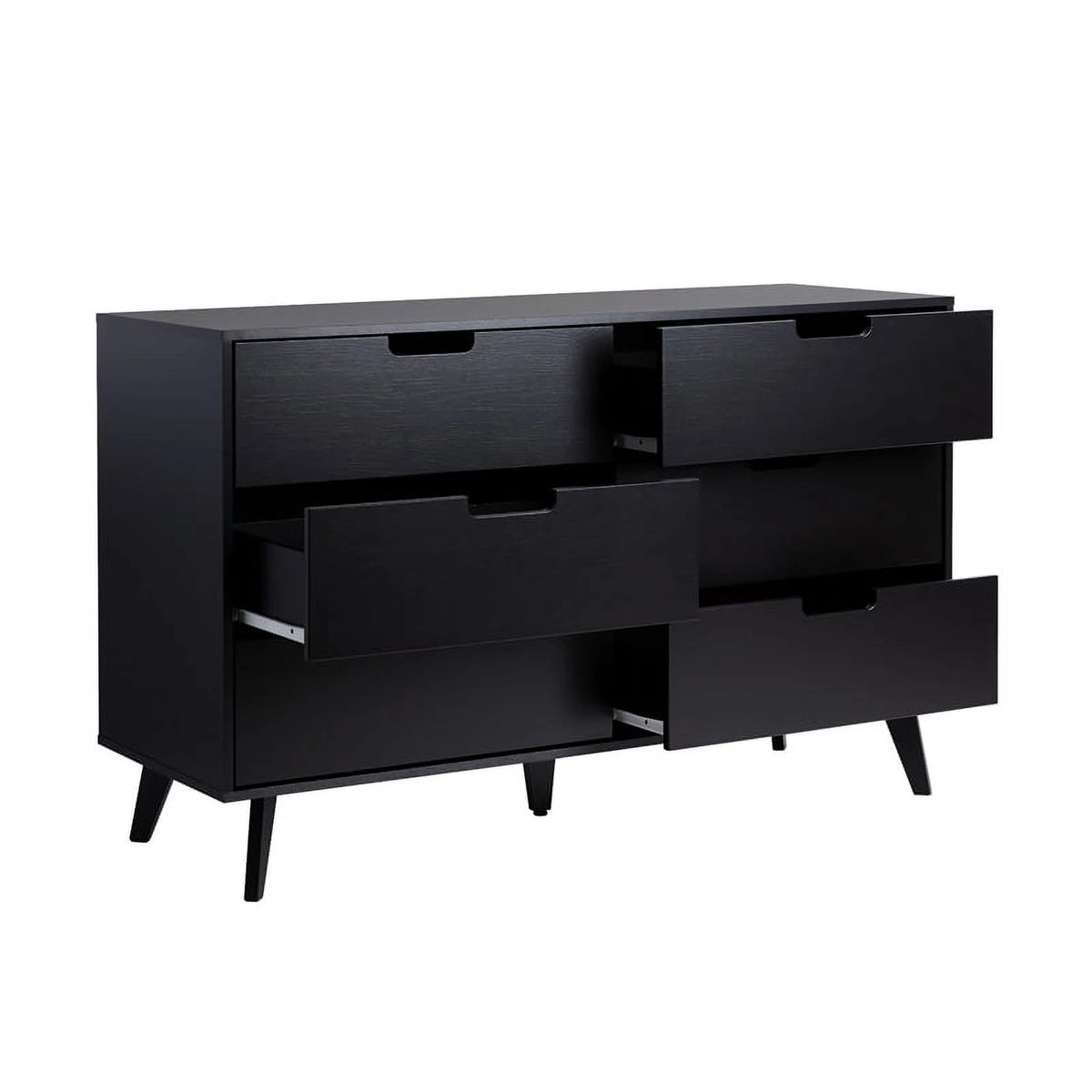 Black 6 Drawer Wood Dresser S24986