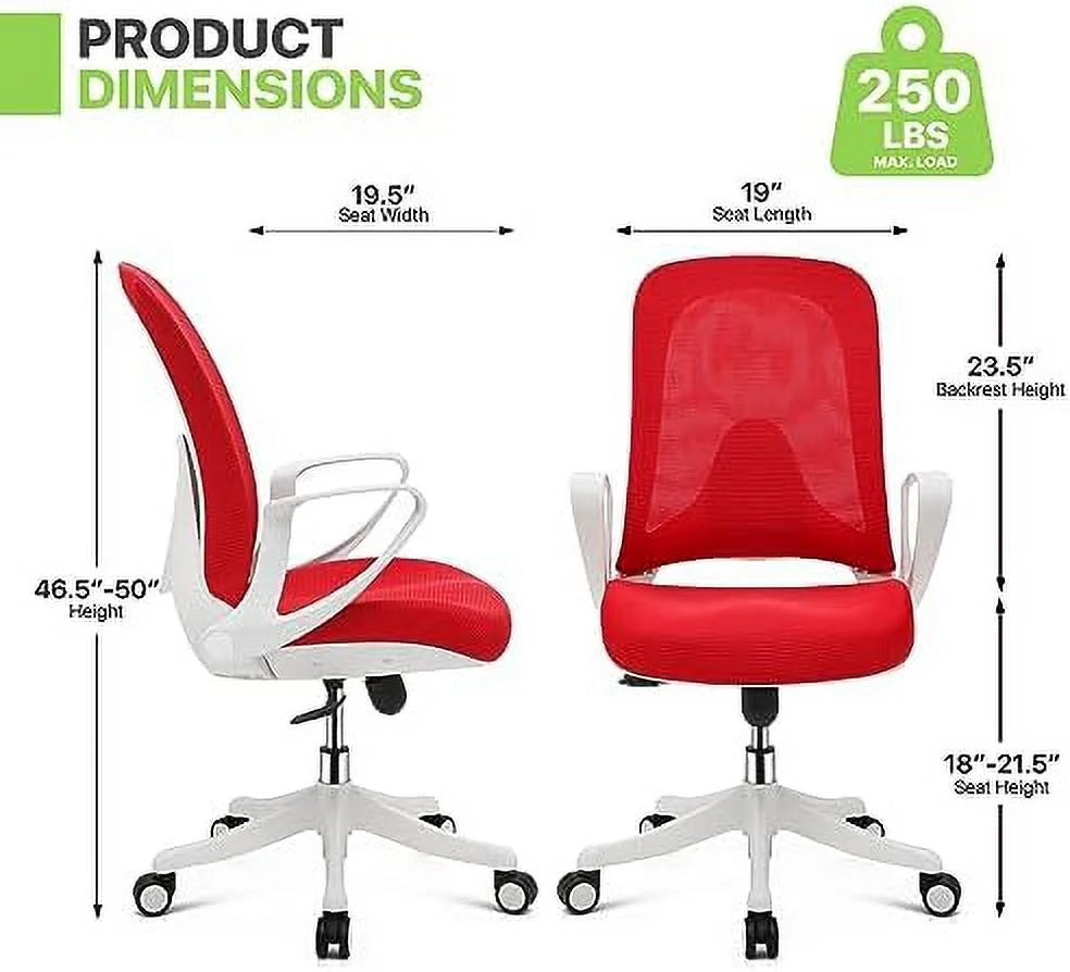 Red Mid-Back Mesh Ergonomic Office Chair E937