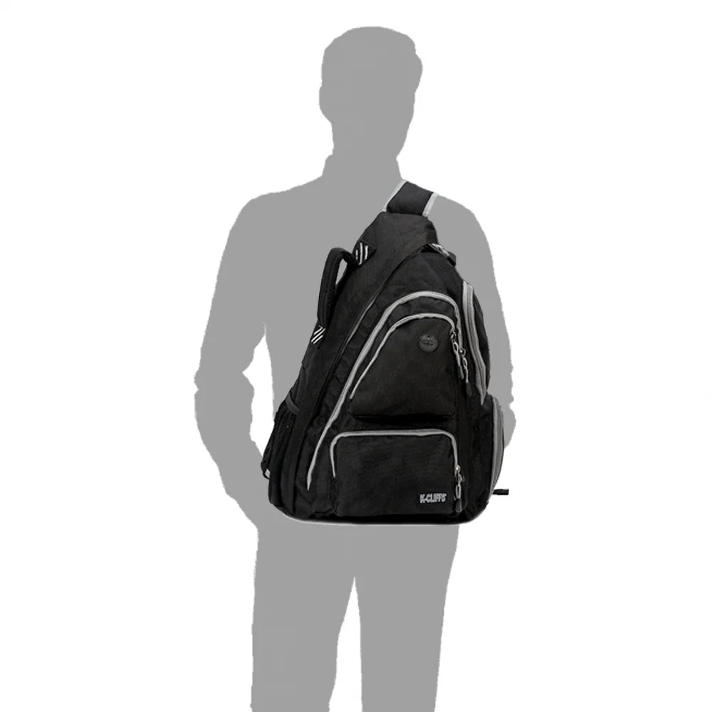 Black Polyester Sling Backpack W424
