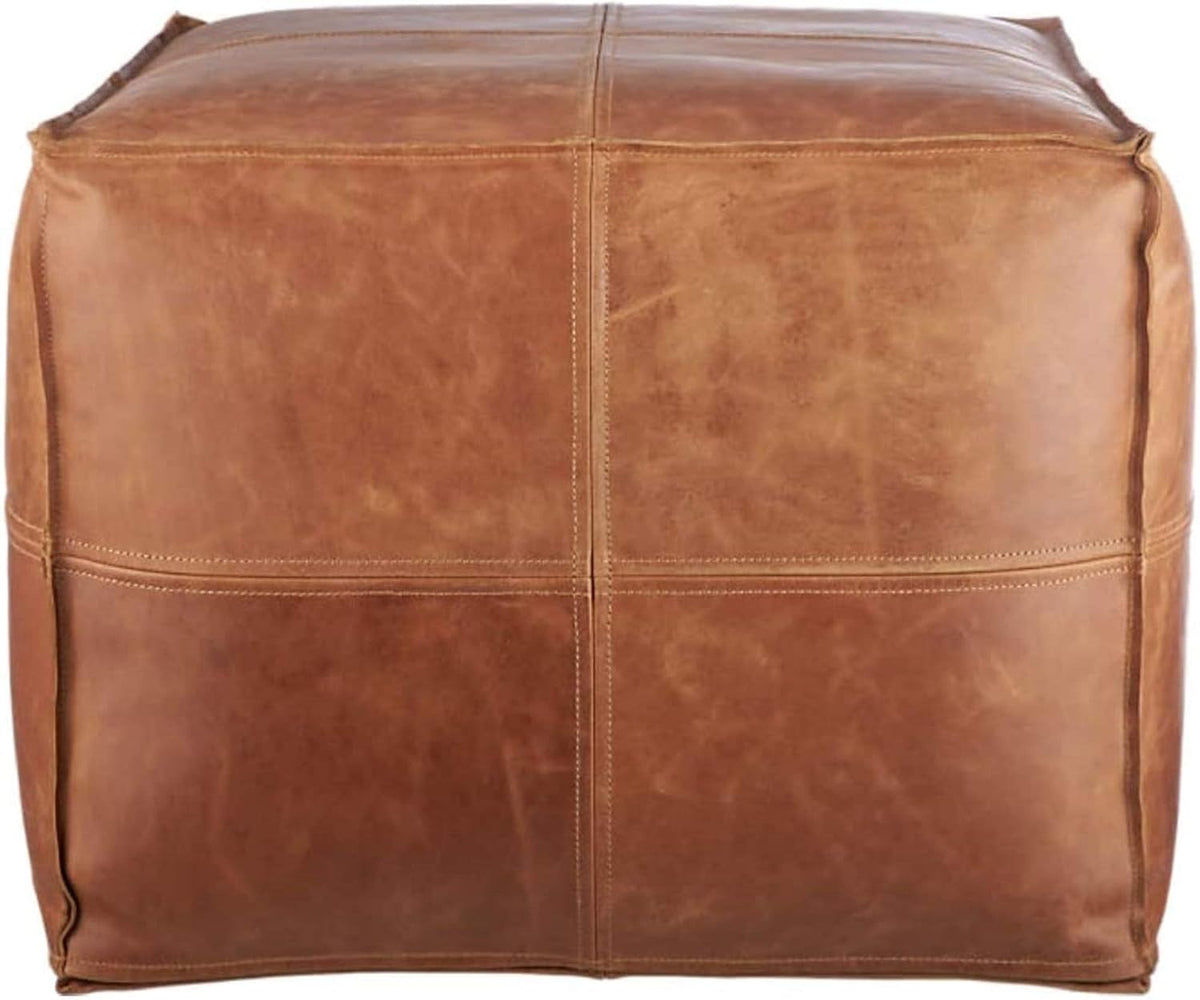 Leather Moroccan Pouf Seat Ottoman 16x20x20” X799