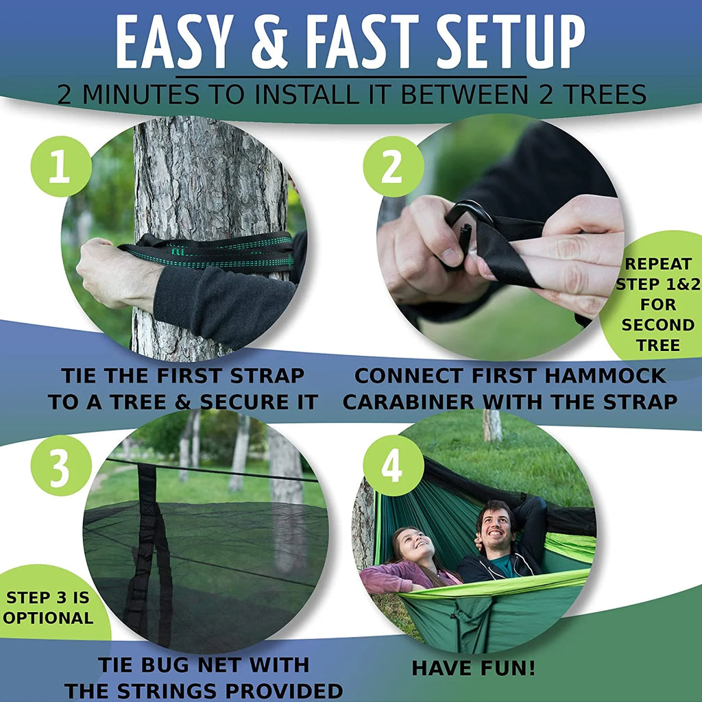 Camping Hammock with Mosquito Net and Tree Straps I9783