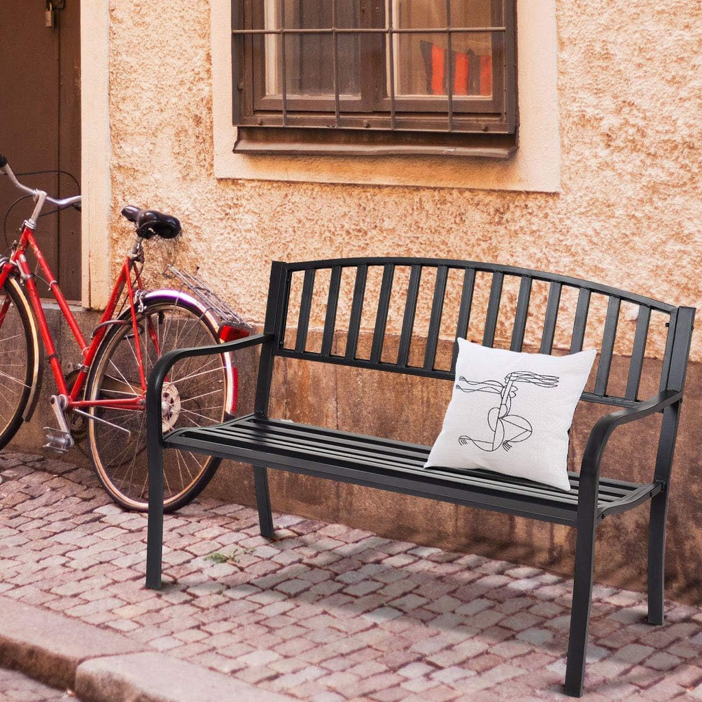 Black Cast Iron Patio Bench W175