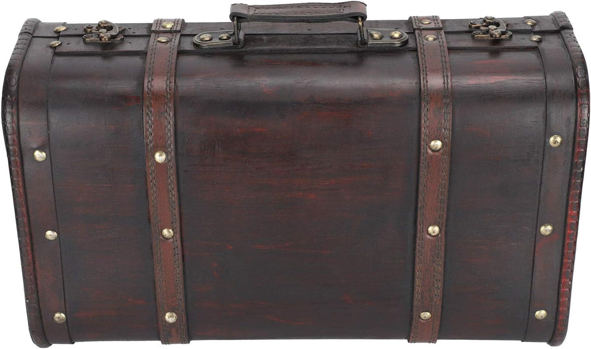 Vintage Wooden Suitcase with Buckle Lock Storage Chest E80213