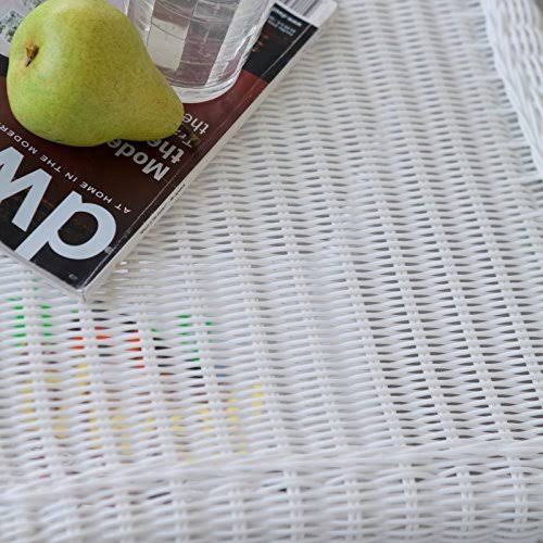 White Resin Wicker Side Table T261343