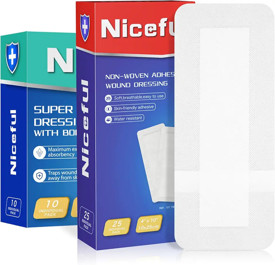 25 Pcs 4"x10" and 10 Pcs 4"x4" Absorbent Wound Dressing I4923