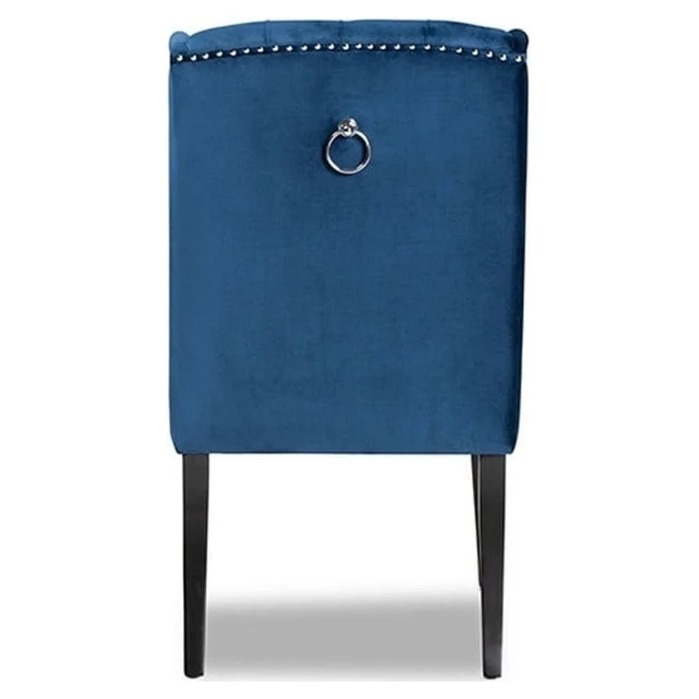 Navy Blue Velvet Upholstered Wood Wingback Dining Chair S581