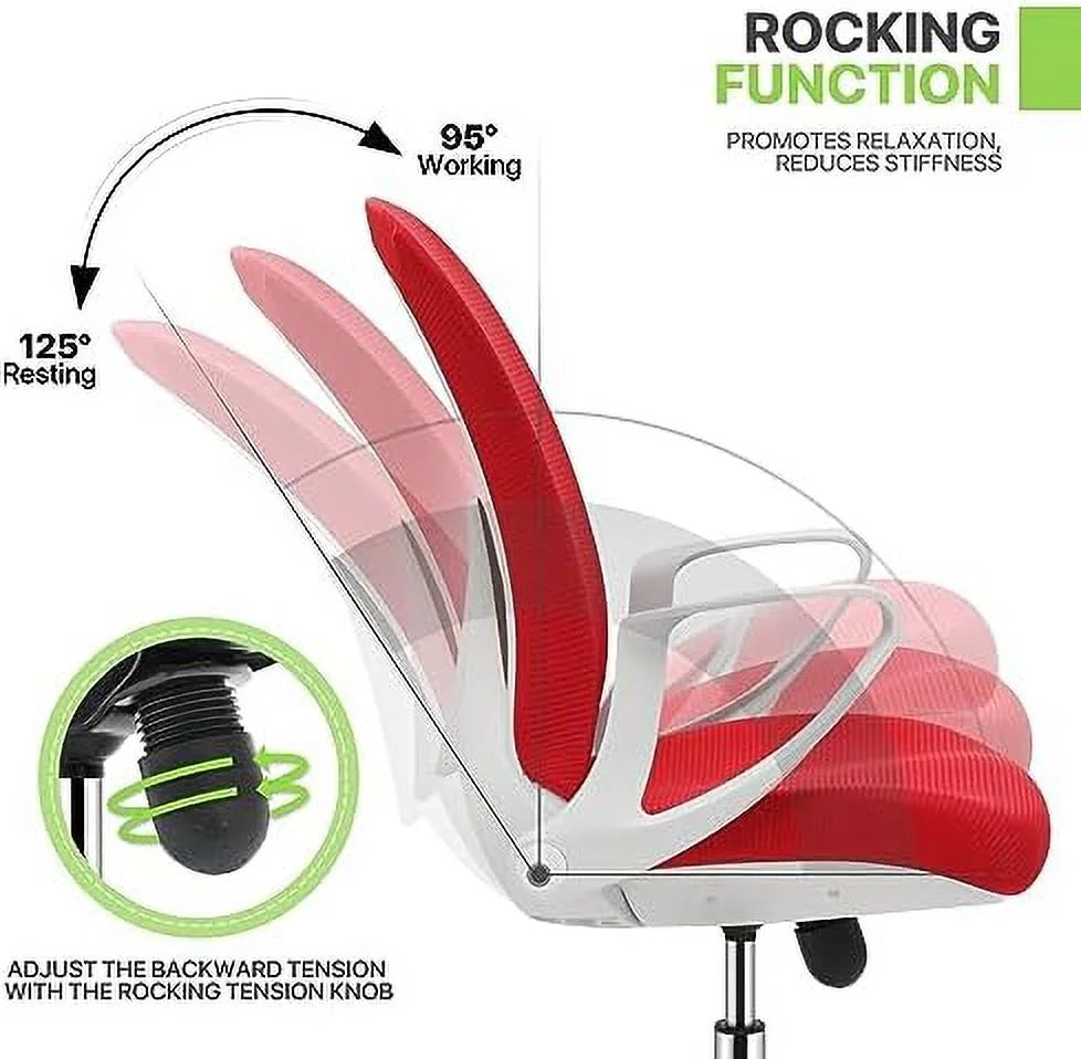Red Mid-Back Mesh Ergonomic Office Chair E937