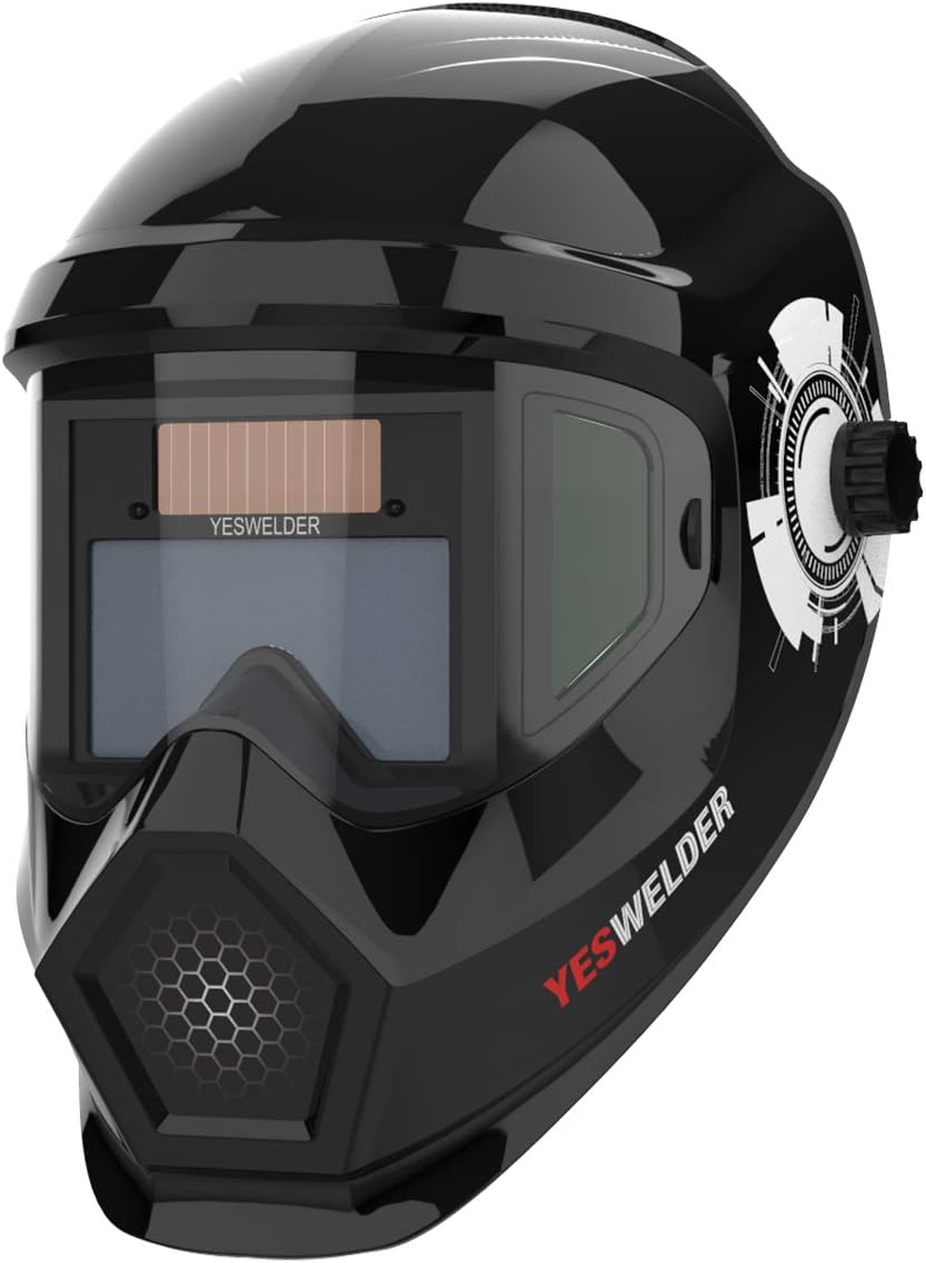 Large Viewing True Color Solar Powered Auto Darkening Welding Helmet with Side View, 4 Arc Sensor Wide Shade 4/5-9/9-13 Welder Mask V99694