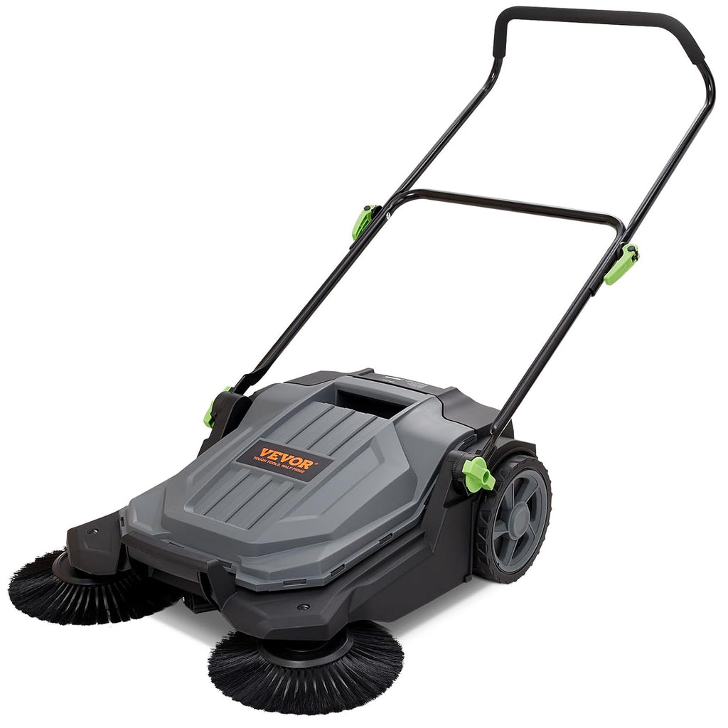 25.6" Sweeping Width Manual Non-Electric Floor Sweeper with 5-Gallon Waste Container T457584