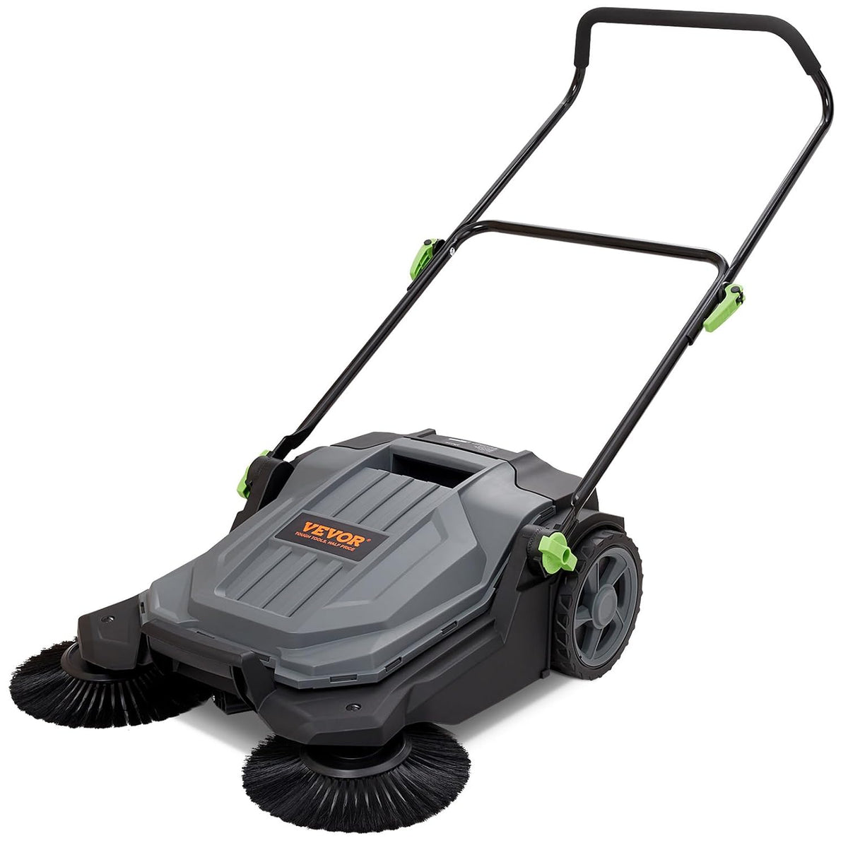 25.6" Sweeping Width Manual Non-Electric Floor Sweeper with 5-Gallon Waste Container T457584