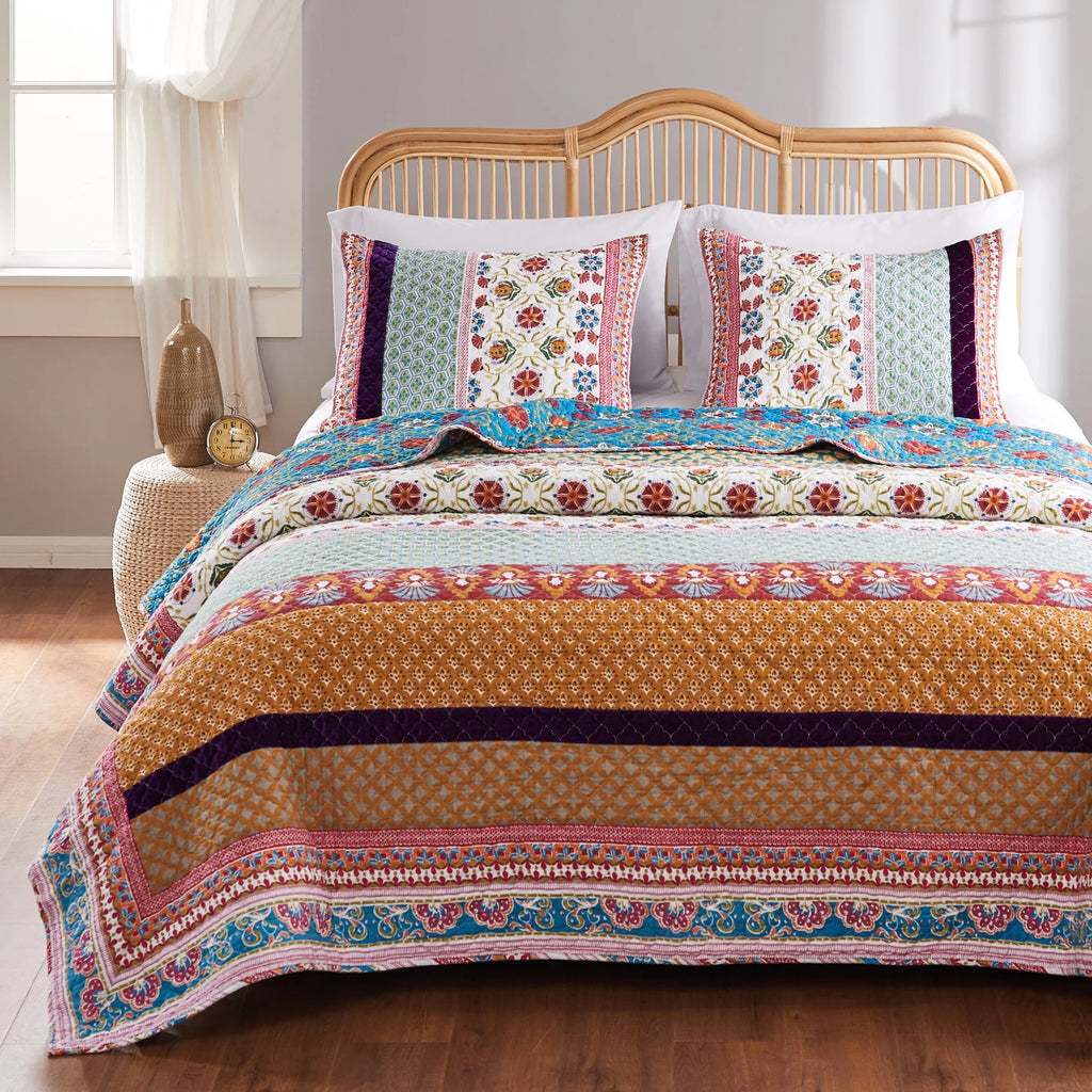 3-Piece King/Cal King Reversible Cotton Quilt Set L8713