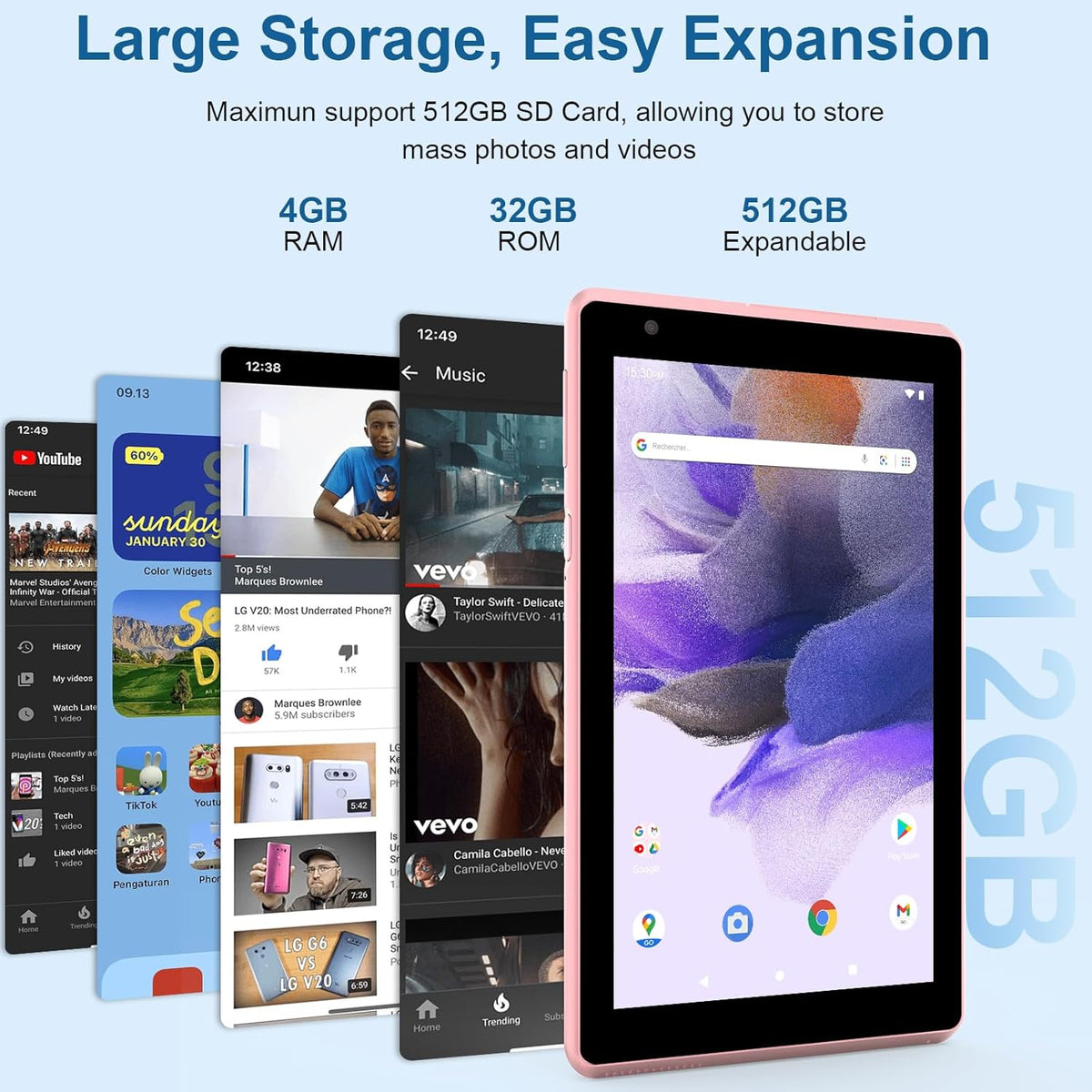 Pink 7 inch Android Tablet, 4GB+32GB G49806