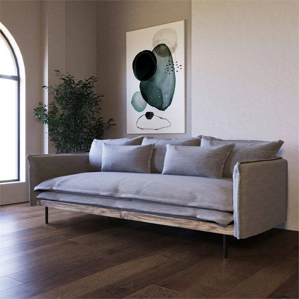 Gray Fabric & Wood Sofa Q180354