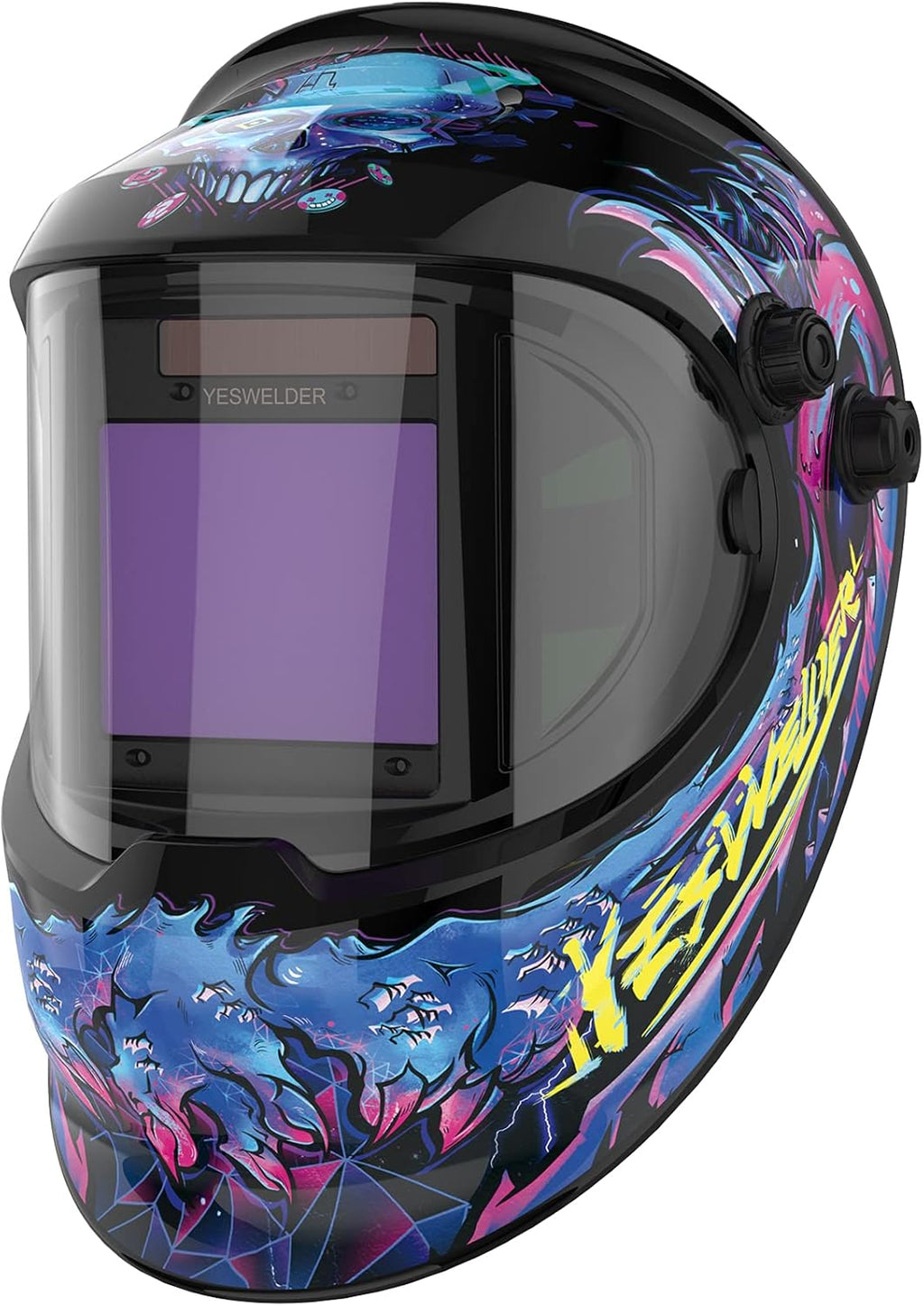Large Viewing True Color Solar Powered Auto Darkening Welding Helmet with Side View, 4 Arc Sensor Wide Shade 4/5-9/9-13 Welder Mask V99694