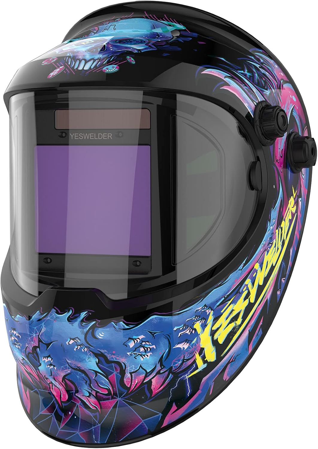 Large Viewing True Color Solar Powered Auto Darkening Welding Helmet with Side View, 4 Arc Sensor Wide Shade 4/5-9/9-13 Welder Mask V99694