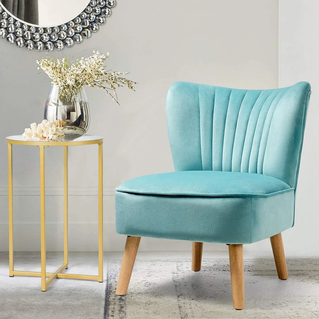 Velvet Armless Club Chair with Wood Legs G5604