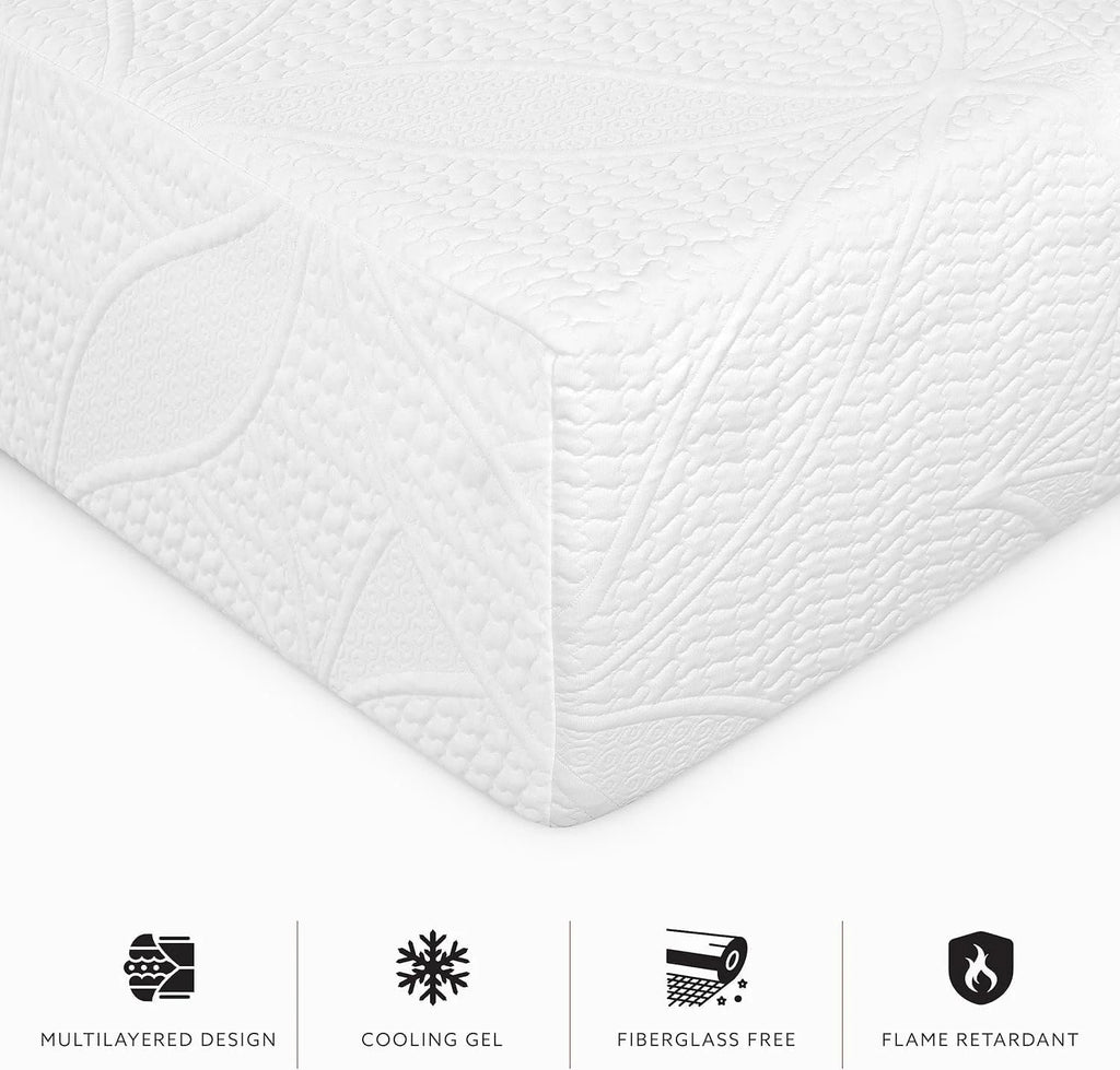 White Full Size 10 Inch Medium Plush Memory Foam Mattress M6837