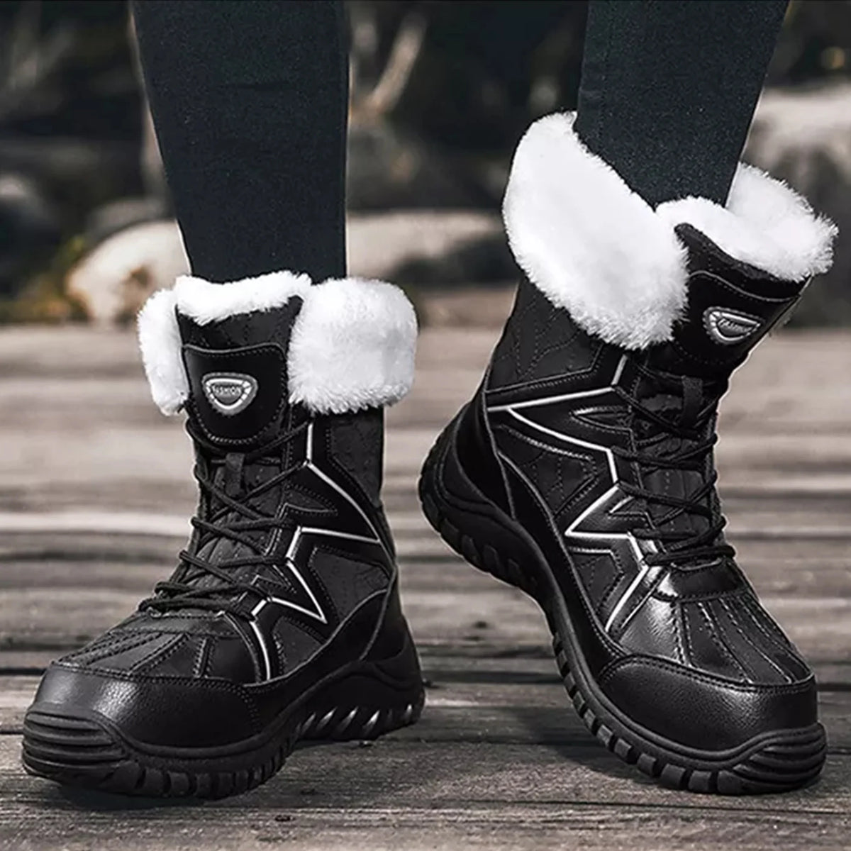 Fur Lining Mid-Calf Snow Boots J97505