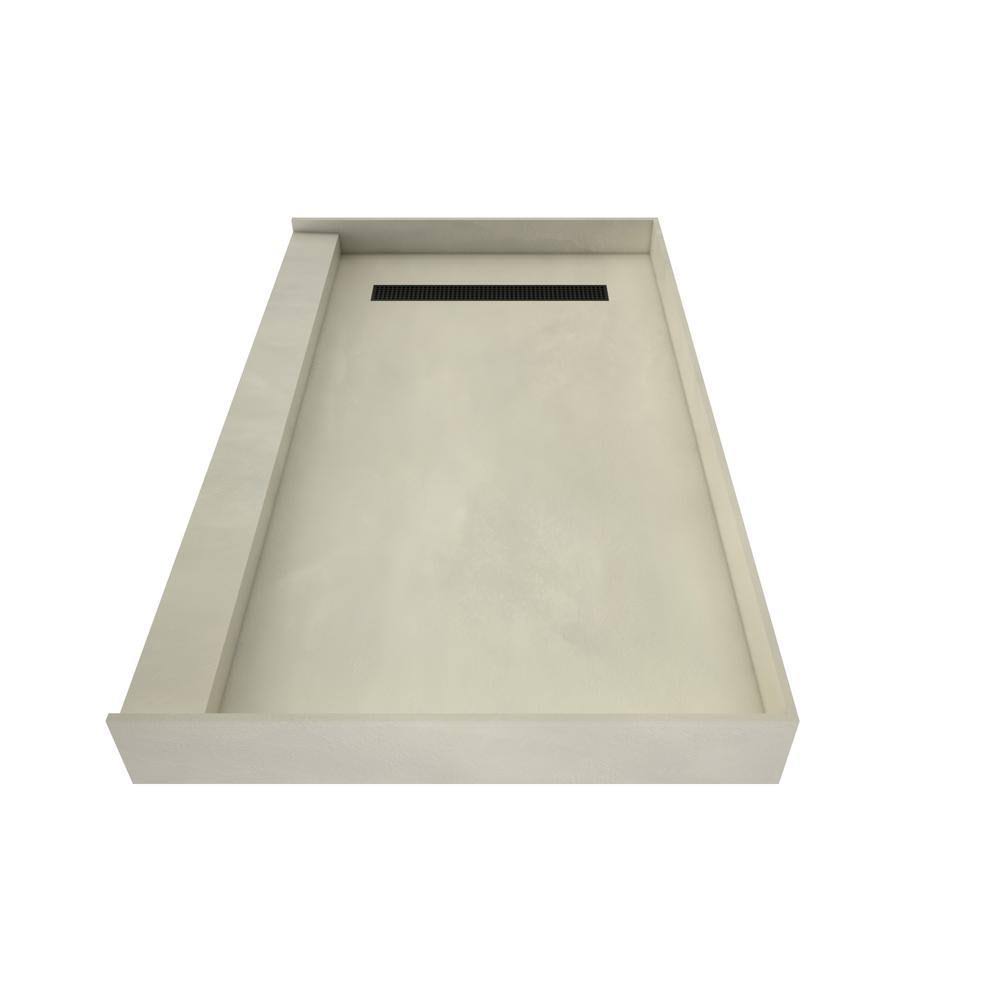 Matte Black Single Threshold Shower Base with Left Drain I302026