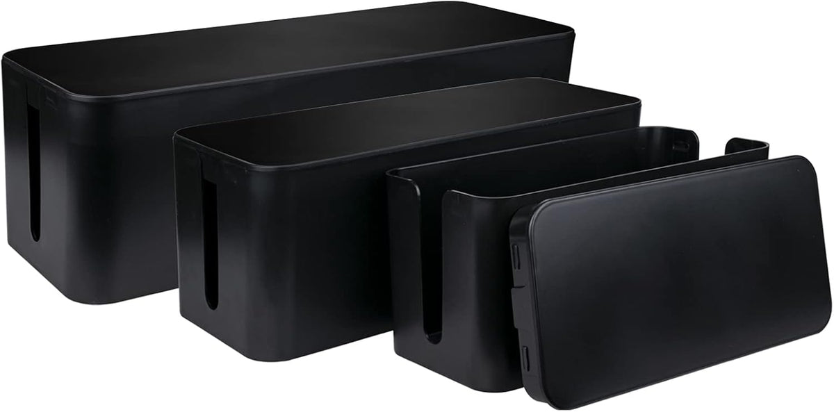 Set of 3 Black Cable Management Box Y412543