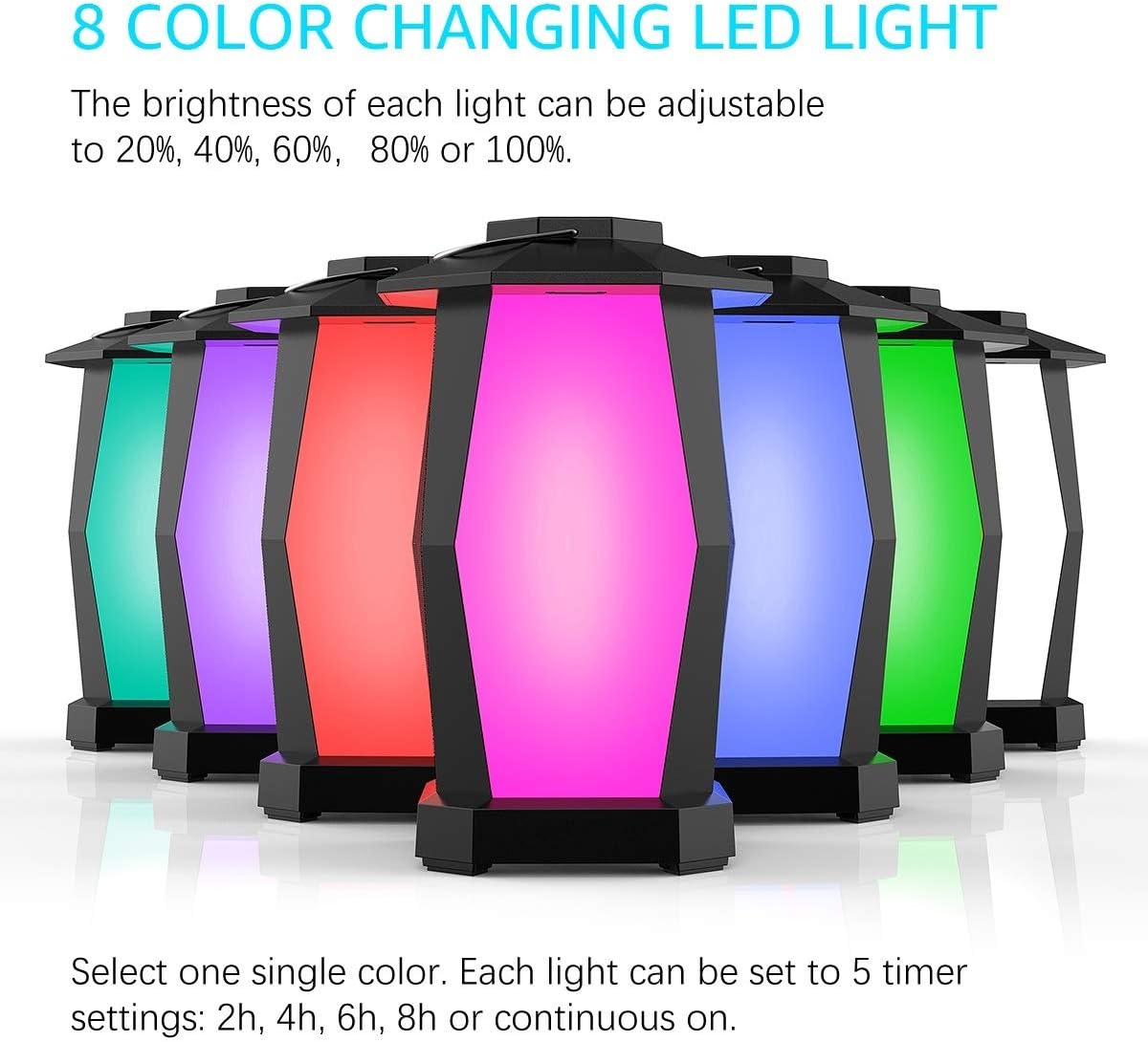 Outdoor Bluetooth Lantern Speakers 2 Pack, 25W Waterproof Wireless with LED Mood Lights, 20H Playtime E1088