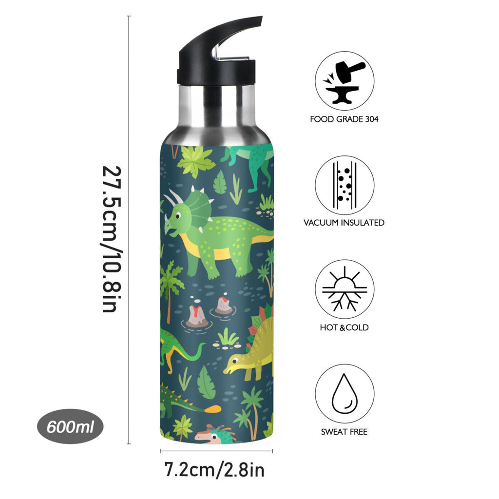 Stainless Steel Insulated Thermos Vacuum Flask Water Bottle with Straw Lid O8312