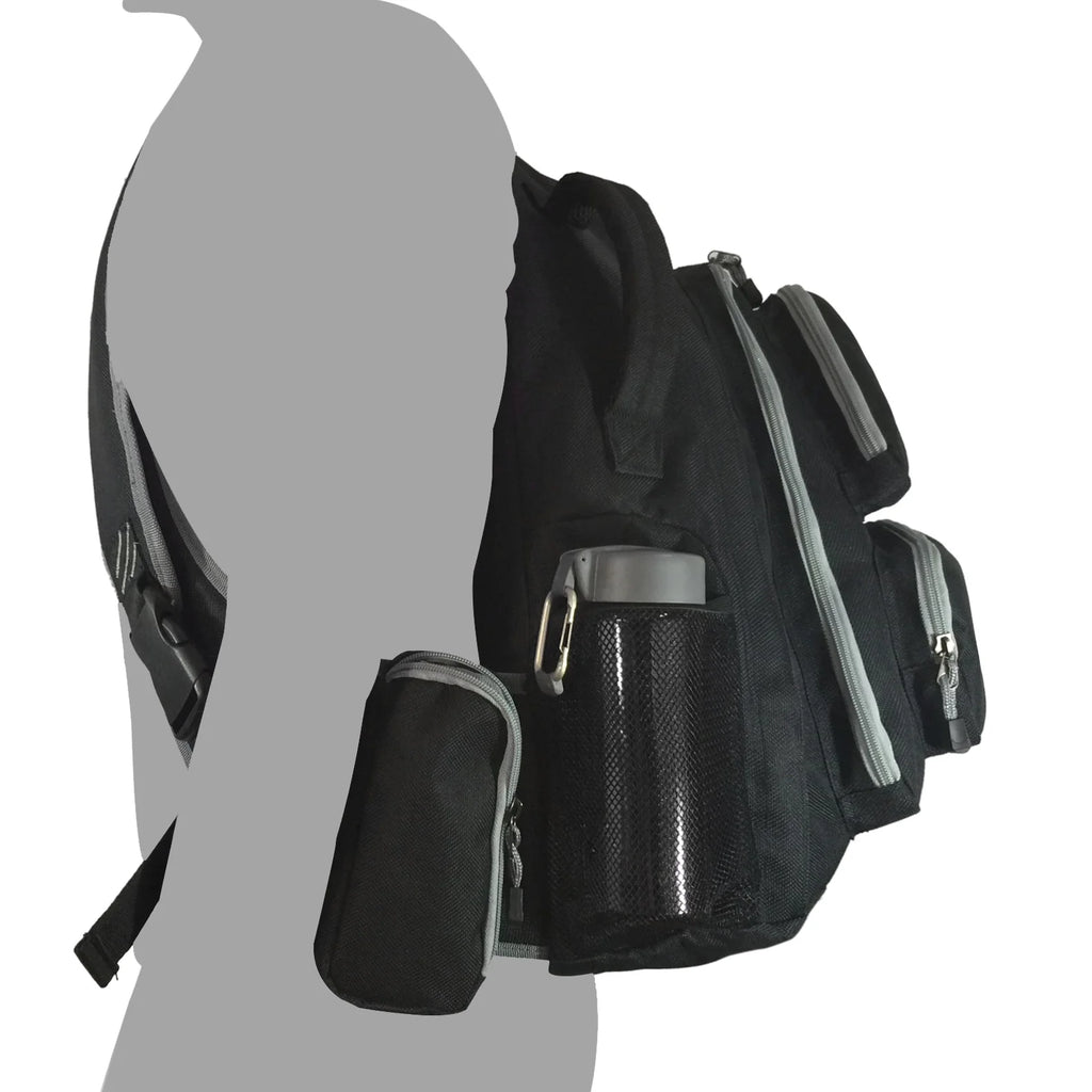 Black Polyester Sling Backpack W424