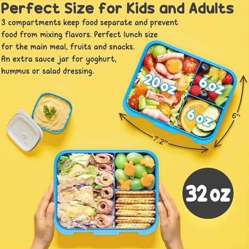3-Compartment 32OZ Bento Lunch Box with Thermos, Lunch Bag, Insulated Food Jar & Ice Pack Set A302