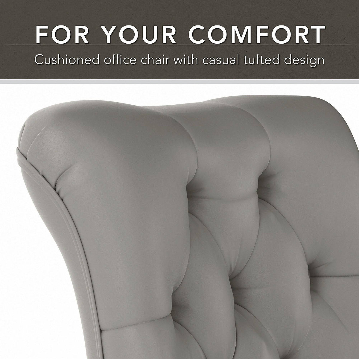 60W L Shaped Desk with Mid Back Tufted Office Chair, Gray T994652