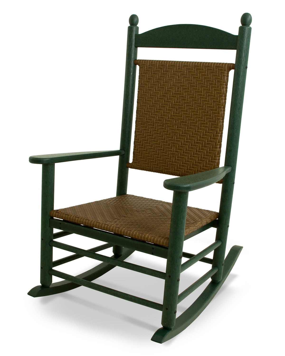 Green/Brown Recycled Plastic Rocking Chair with Woven Seat S422