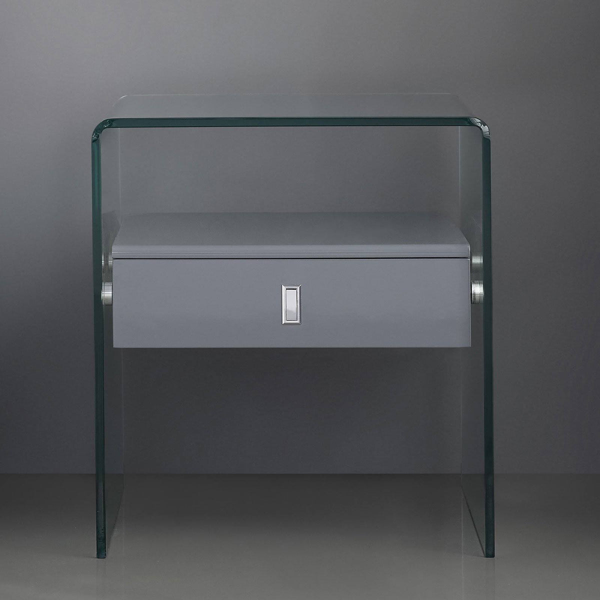 Gray High Gloss Nightstand C47716