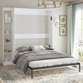 Foldable Murphy Bed with 1 Side Cabinet, White Y444288