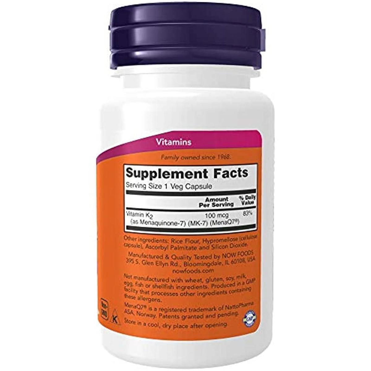 60 Veg Capsules Vitamin K-2 100 mcg F848