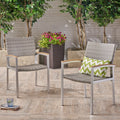 Set of 2 Silver Gray Wicker Dining Chairs Y85816