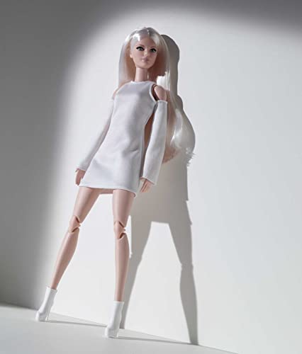 Barbie Looks Doll (Tall, Blonde) Fully Posable Fashion Doll Wearing White Dress & Platform Boots S86461