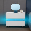 LED Nightstand 2 Drawers White Z90107