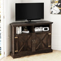 44'' Farmhouse Corner TV Stand with Double Doors & Adjustable Shelves J533819
