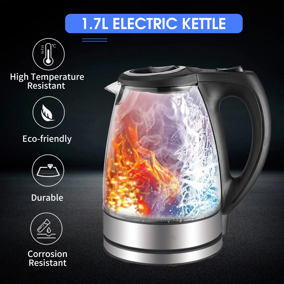 1.7L 1500W Glass Electric Kettle with Auto Shut-Off Z677528