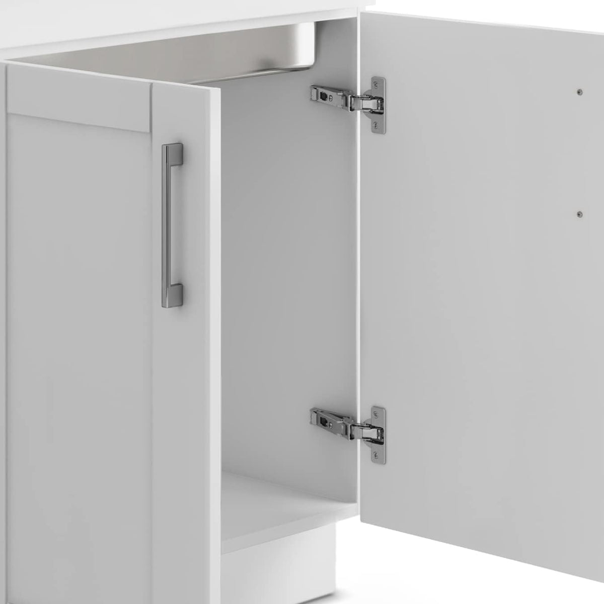 White Laundry Cabinet with Stainless Steel Sink S31019