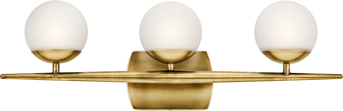 4 Light Halogen Vanity Light with Satin Etched Cased Opal Glass Natural Brass N75070
