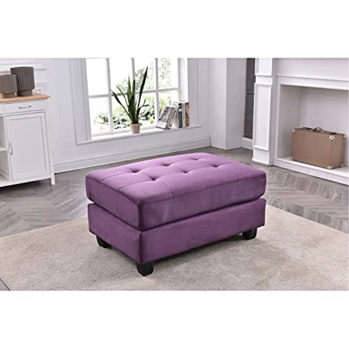 Purple Microsuede Ottoman R836775