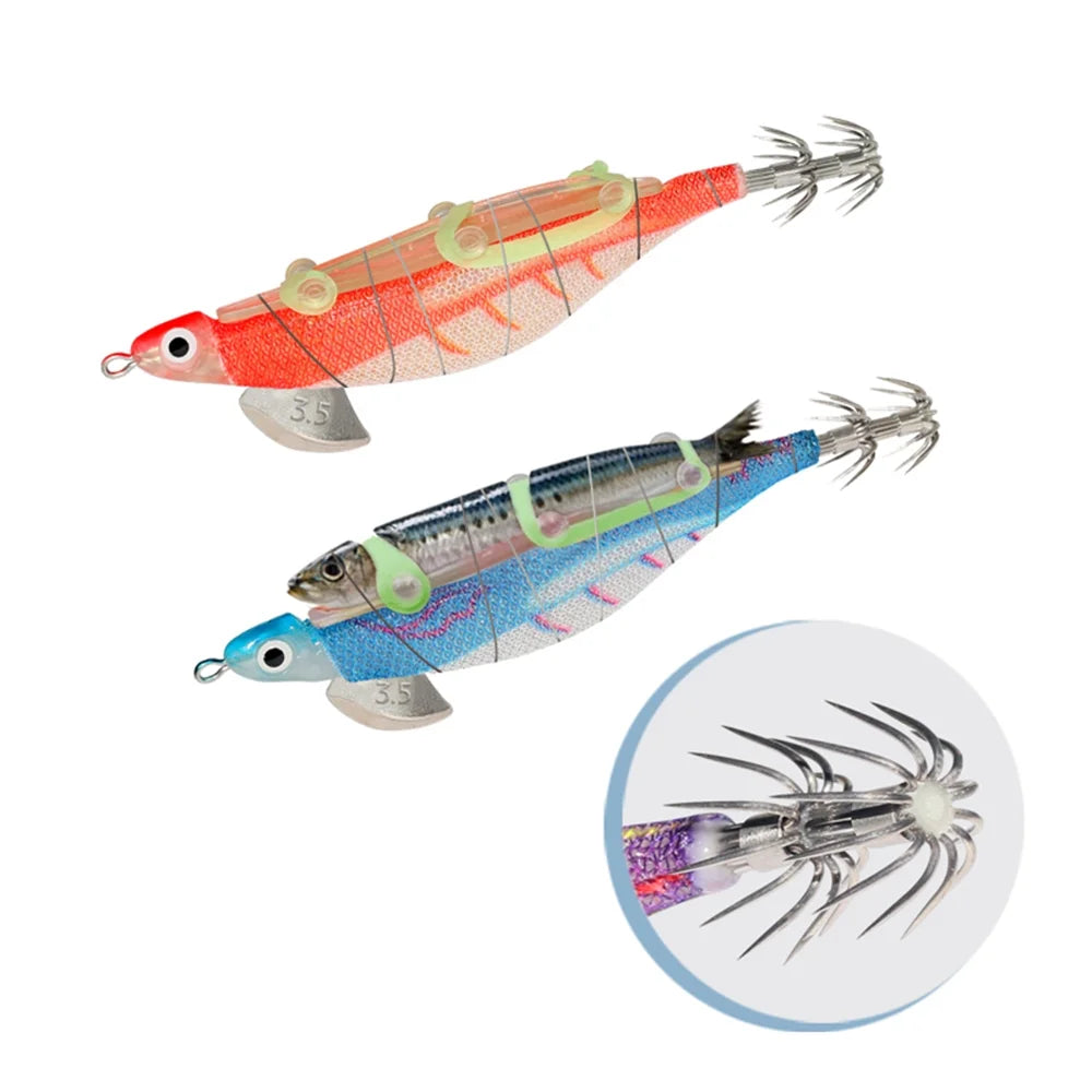 10pcs Fishing Luminous Shrimp Lure with Squid Hooks Q635863