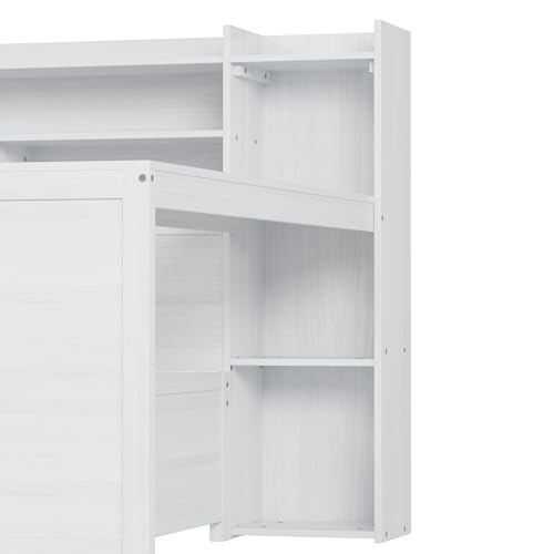 Twin Size Wood Daybed with Bookcase Storage and Desk R767