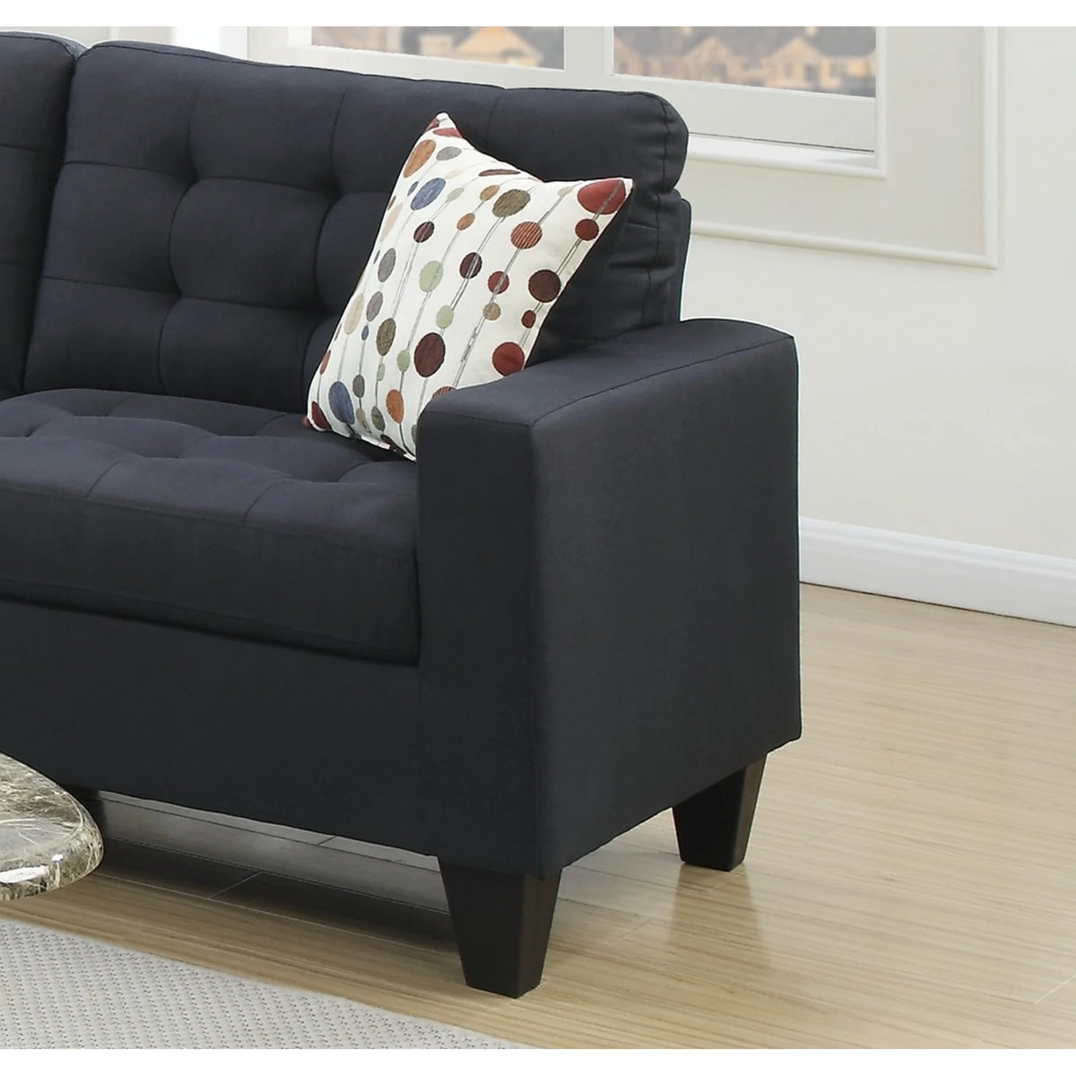 Black Polyfiber Tufted Sofa Loveseat 2pc Set U316