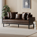 Oversized Faux Leather Loveseat with Accent Pillows G16039
